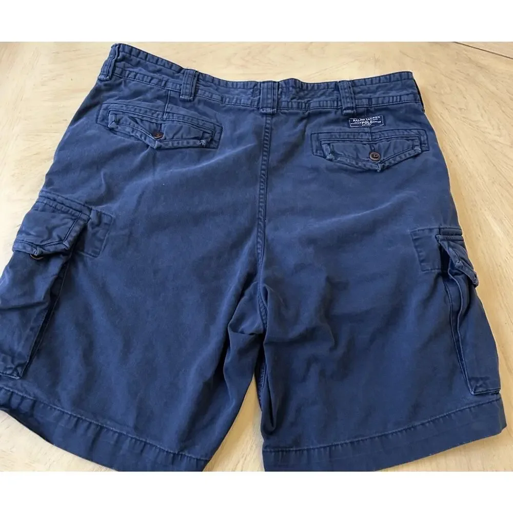 Y2K Polo Ralph Lauren Cargo Shorts Utility Sz 38 Mens Old Heavy Baggy Workwear
